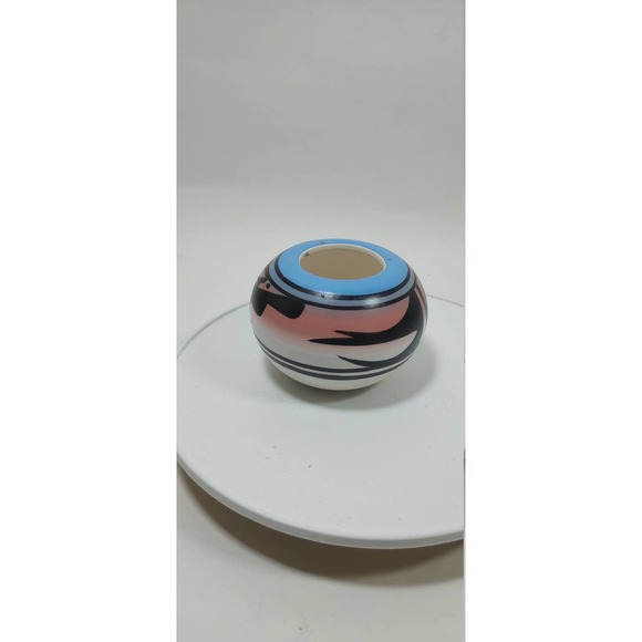 Vintage Mini Southwestern Native American Bud Vase Hand Painted Signed (bvb) - Picture 4 of 6